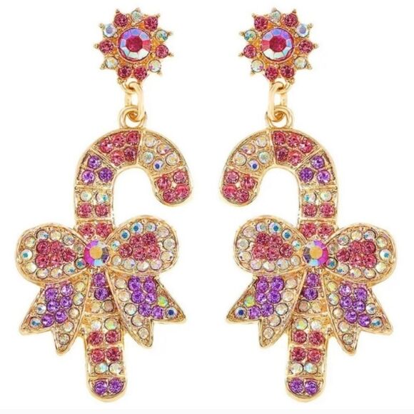 Bejeweled Candy Cane Earrings - Picture 1 of 1